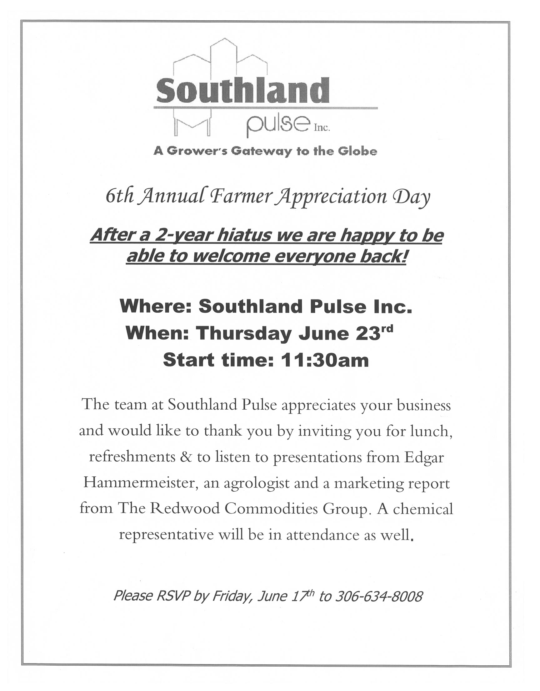 Farmer Appreciation Day Southland Pulse Inc.